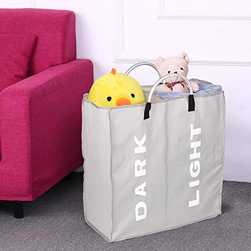 Saco de roupa Blusea dobrável com 2 seções dobrável para lavanderia, cesto de roupa de tecido Oxford