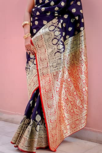 Image of Rameshwaram Fabrics Women's Banarasi Satin Saree With Blouse Piece