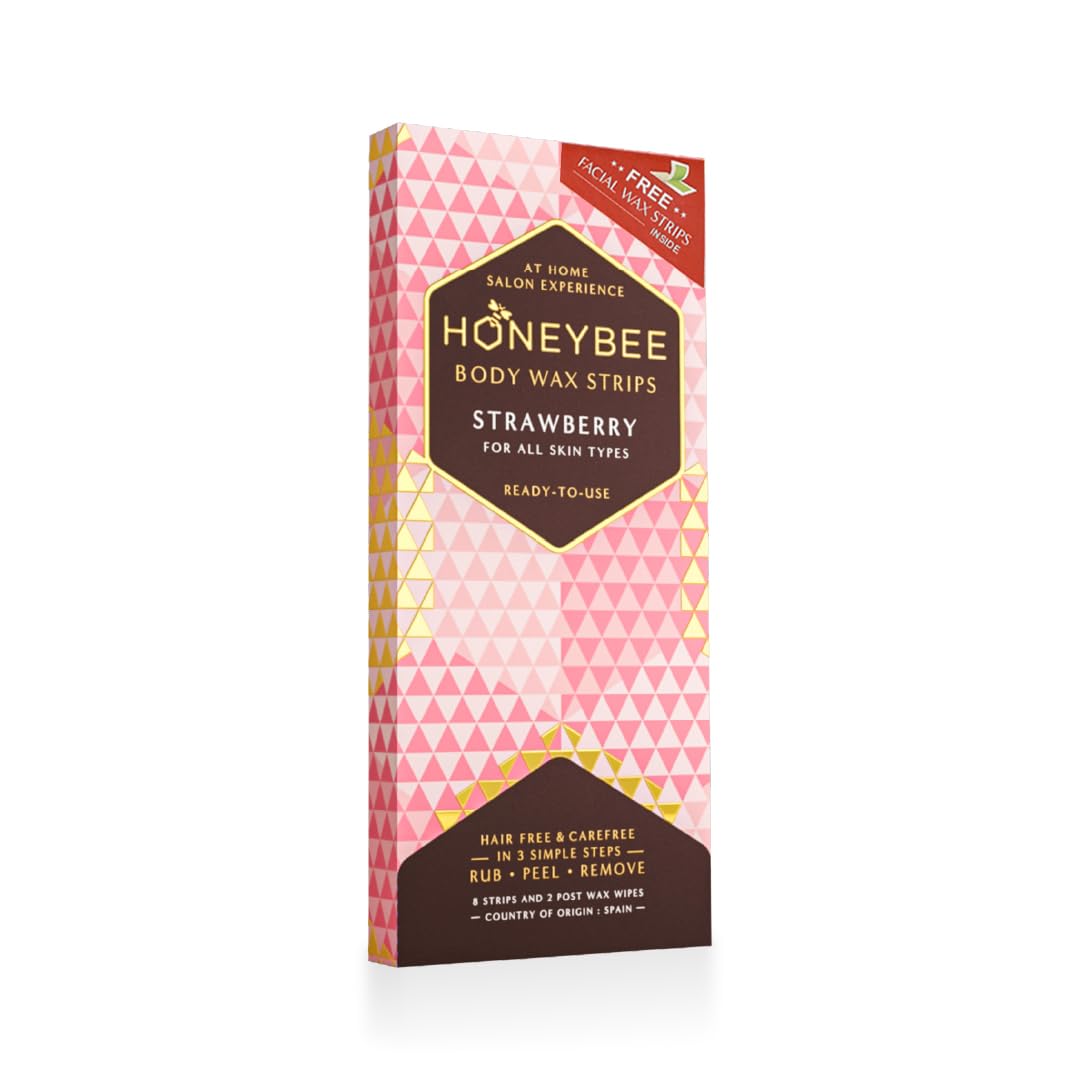 Honeybee Strawberry Body Wax Strips, Vegan Hair Removal Strips for Women (8 Strips) (B09J9VPBK3) Amazon Price History, Amazon Price Tracker