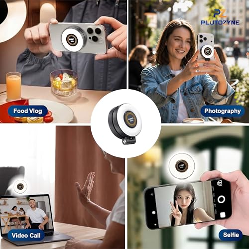 Image of Magnetic Selfie Light for iPhone & Smartphones, Ring Light Magsafe Compatible & Rechargeable, Portable LED Ringlight for Selfies, Vlogging, Photography, Makeup, Video Calls