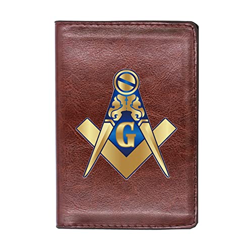 PBTMCD Freemason Travel Passport Holder Cover Wallet, Vaccine ID Bank Card AG Masonic Leather Case Holder Combo Document Organizer Case, Men Women Father Husband Boyfriend Gift,Brown,Style15