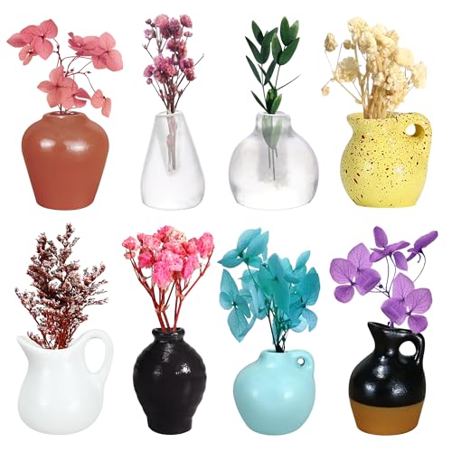 8PCS Mini Vase Fridge Magnets, Cute mini vase magnets for Fridge, Funny Magnetic Ceramic Flower Vases 3D Plant Magnets for Refrigerator Accessories Kitchen Locker Office Decoration (No Flower)
