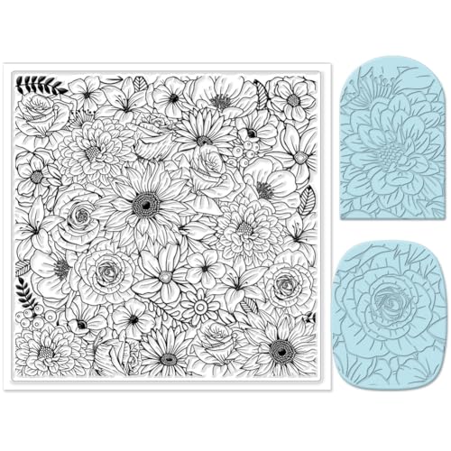 Chgcraft AJEW-WH0447-005-EU14 Flowers Background Silicone Texture Stamp Clay Modeling Pattern Pad Texture Sheets cover