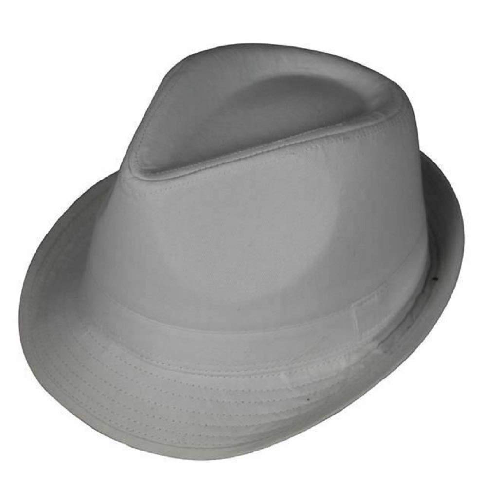 Hawkins Plain Cotton Trilby hat Black or White (58cm, Light Grey)