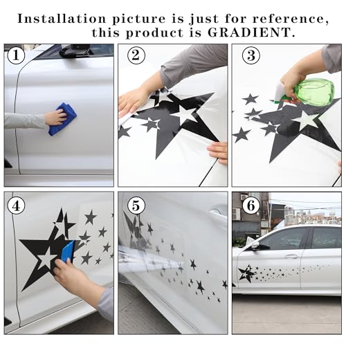 Image of TOMALL 1 Pair 62.6'' Stars Graphics Vinyl Decals for Car Body Door Sides Universal Waterproof Stars Stickers Decoration for Vehicles SUV Truck Off-Road Home Wall (Gradient)