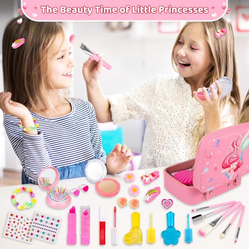 Kids Makeup Sets for Girls 5-8,Washable Mermaid Play Makeup for Kids 3-5, Little Girls Makeup Kit for Age 4-6 Toddler Children Princess,Christmas Birthday Gift Toys for Girl 7 8 9 10 Year Old