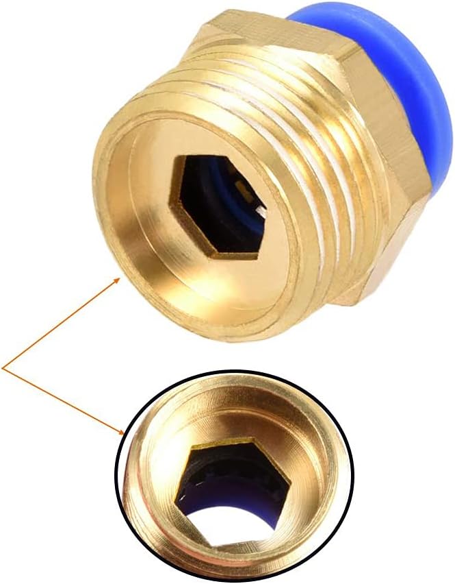 PC10-04 Push to Connect Fittings, 10mm Tube OD x 1/2” G Thread, Straight Pneumatic Quick Fitting Air Line Connector 8Pcs