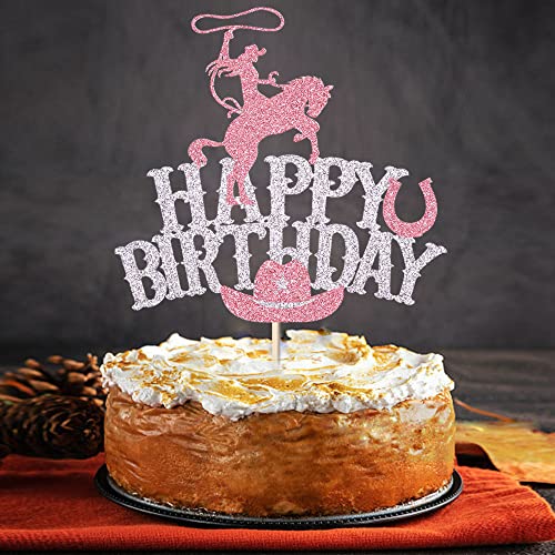 Topper per torta con cowgirl, decorazione per torta di buon compleanno, decorazione per torte a tema cowgirl occidentale, decorazione per torte per baby shower, accessori per feste di compleanno per