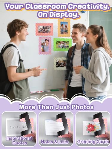 Image of 12Pcs Magnetic Picture Frames for 4 inchx6 inch Photo, Locker Accessories for Girls | 6 Colors, Cute Back to School Gifts, Classroom Decorations Supplies, Refrigerator Decor, Daisy