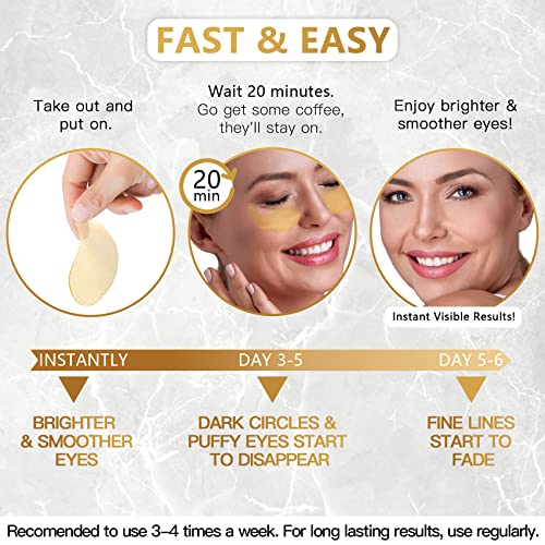 60 Pcs Under Eye Patches Wrinkle Treatment For Women, Gold Eye Pads For Removing Dark Circles And Puffiness (Gold 30 Pairs) #TOP3