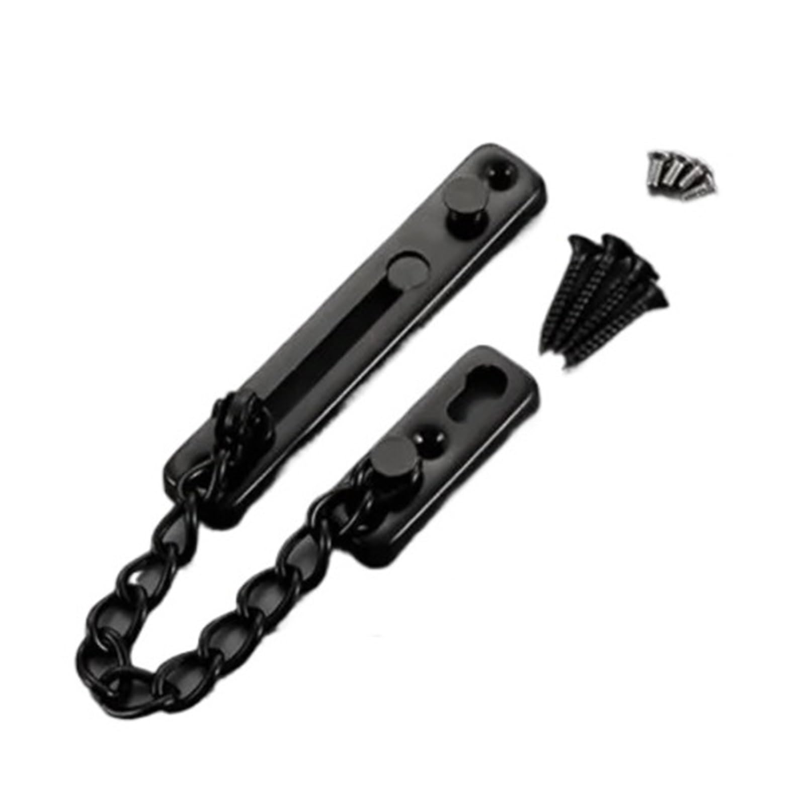 Fdzkrtvm Black Security Doors Chain Lock, 2Pcs Multi Stainless Steel Door Chain Lock Spring Press Polished Latch Screw(Black)