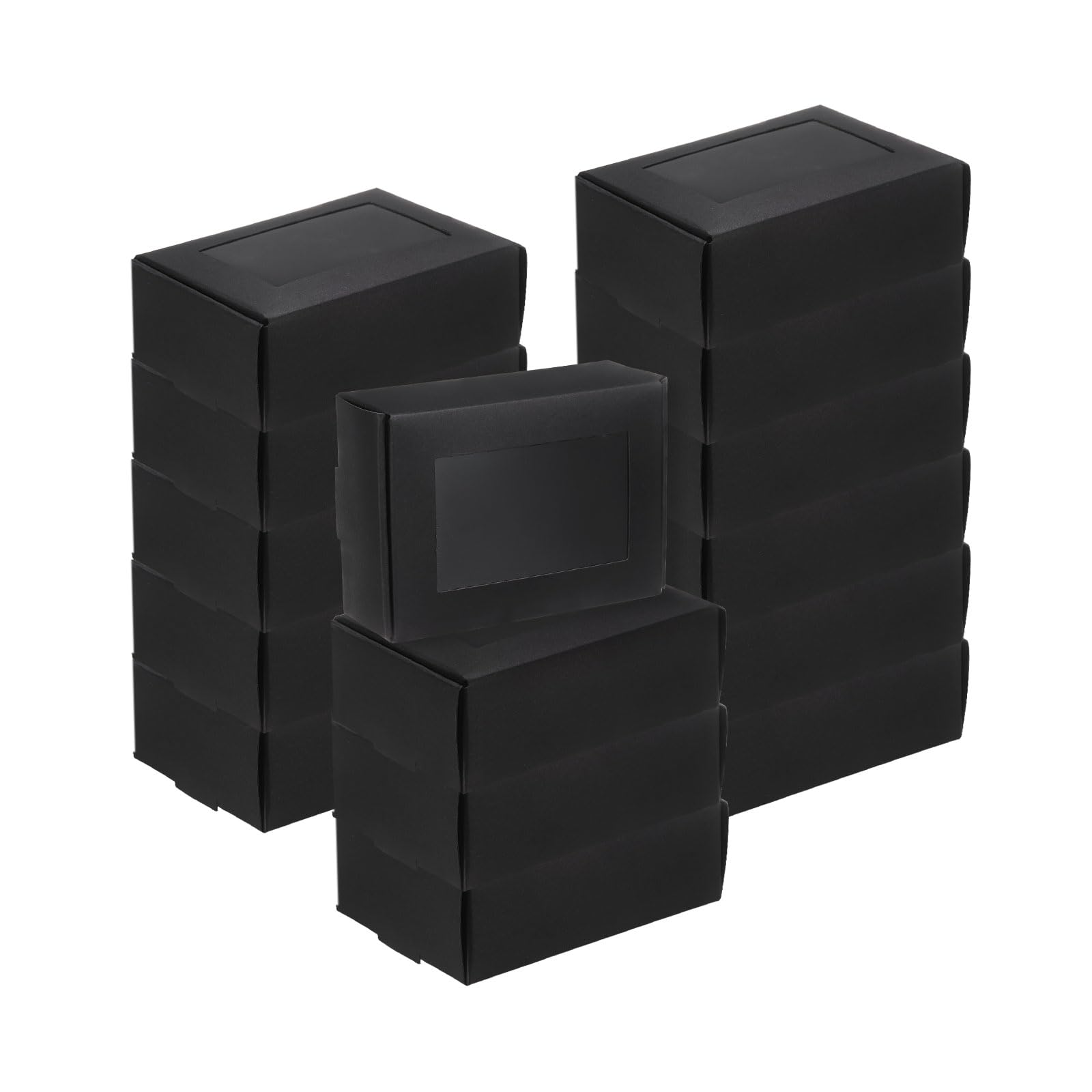 sourcing map 20Pcs Kraft Soap Boxes, 3.3" x 2.4" x 1.2" Mini Kraft Treat Box with Clear Window for Candy Cookie Gift Party Favor Treats Packaging (Black)