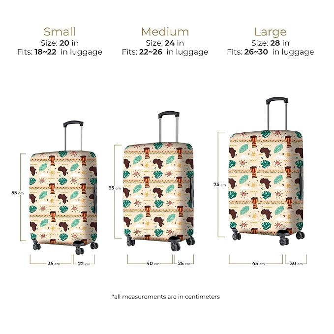 Image of Printed Luggage Cover for Traveling Bag & Suitcase - Stretchable & Scratchproof Trolley Protector with Velcro Lock & Lightweight Washable Material(Suitcase Bag Not Included, Only Cover in Product)