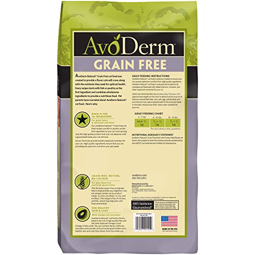 Avoderm Natural Grain-Free Dry Cat Food, All Life Stages Duck Recipe, 5 Lb Bag #TOP6