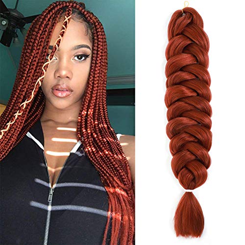 Jumbo Braiding Hair Synthetic High Temperature Fiber Jumbo Braid Hair-1Pcs/Lot Color 350 Color 84"165G (Red Brown)