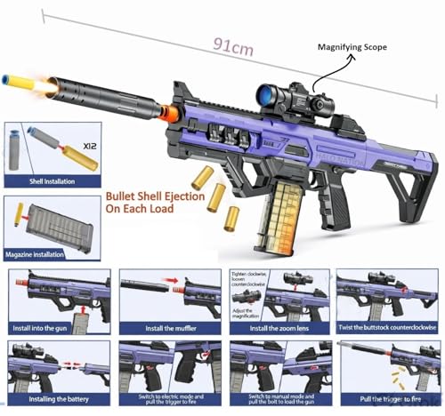 Image of HALO NATION M24 HALO NATION Foam Dart Blaster Gun Toy with Shell Ejection 91cm for Kids Teens Battery Operated Automatic Continuous Power Shots Electric Burst Gun Toy