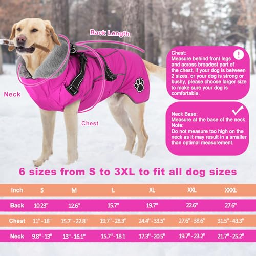 Doglay Dog Coat with Harness, Reflective Warm Dog Jacket Waterproof Puppy Winter Coat for Cold Weather, Adjustable Fleece Jacket for Small Medium Large Dogs - Image 3