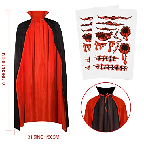 Yoleshy L7T63EMJHC Vampire Cloak Adult Unisex Vampire Costume With Collar Cape And Tattoo Scar Vampire Cape Women Men thumb #1