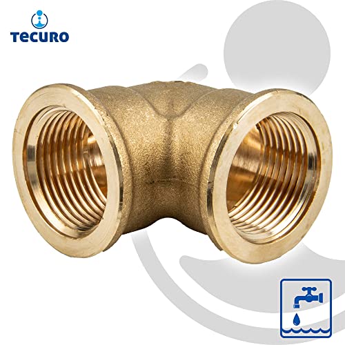 tecuro Angle 90° brass blank on both sides internal thread (1/2 inch), Gold, 1/2 Zoll - Image 4