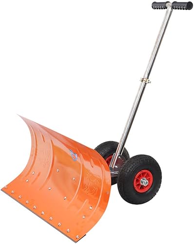 Snow Shovel Wheeled Snow Shovel, Snow Remover with Non-Slip Handle in Winter, Height Adjustable Snow Shovel for Driveway Garden Car Pala de Nieve