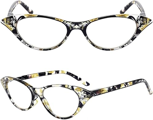 Miniatura 3 de OWN4B Gafas de lectura, paquete de 4, diamantes de imitación de ojo de gato, diseño de moda vintage