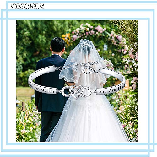 Feelmem Daughter-In-Law Gift Bracelet You Were Hand Chosen By My Son And Are Like A Daughter To Me Infinity Love Heart Bracelet Gift For Daughter In Law (Bar Bracelet Silver) #TOP6