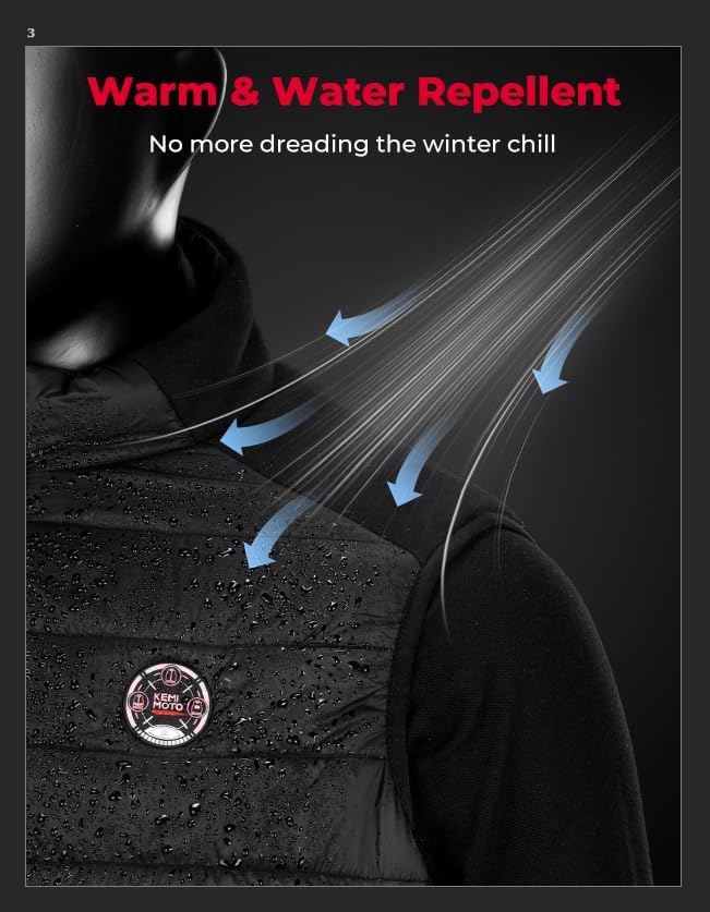 KEMIMOTO Heated Vest for Men Women,10000mAh Battery Pack Charging, Hand & Neck Warmers,for Hunting, Golf, Cycling - Image 3