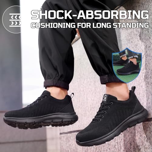 Image of Steel Toe Shoes for Men Lightweight Safety Work Shoes with Kevlar Puncture Resistant Midsole Comfortable Low Top Work Shoes for Warehouse Factory Light Construction