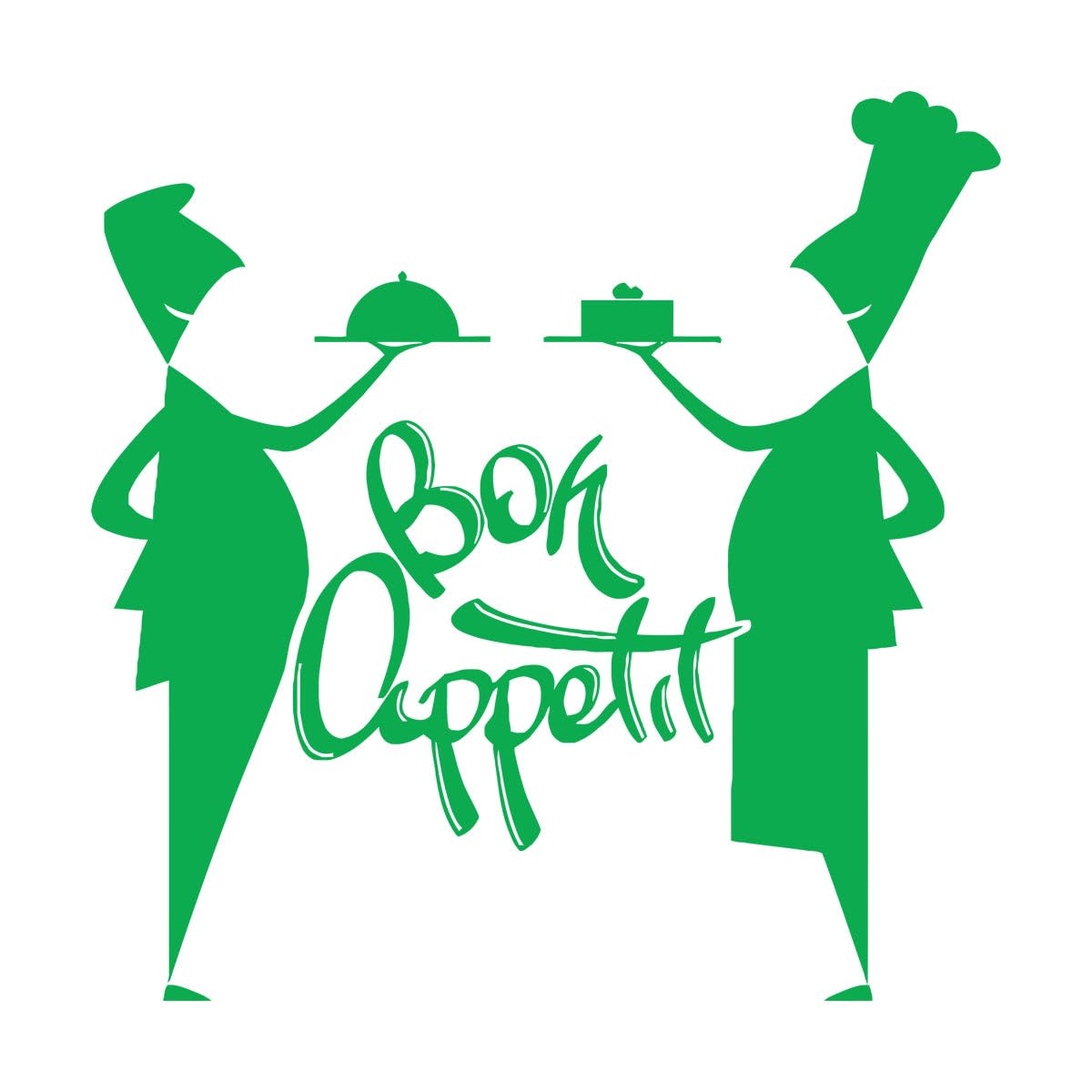 Bon Appetit Wall Decal Cooking Chef Waiter Door Window Vinyl Stickers Kitchen Restaurant Dining Room Interior Decor Mural Large - 57x57cm