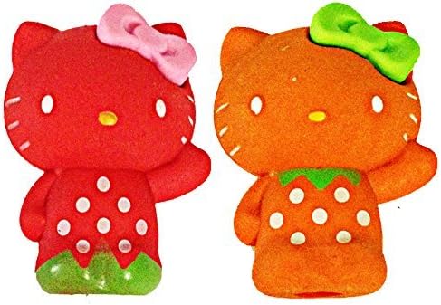 Hello Kitty Pen Pencil collectible Eraser Toppers (Orange & Strawberry Hello Kitty)