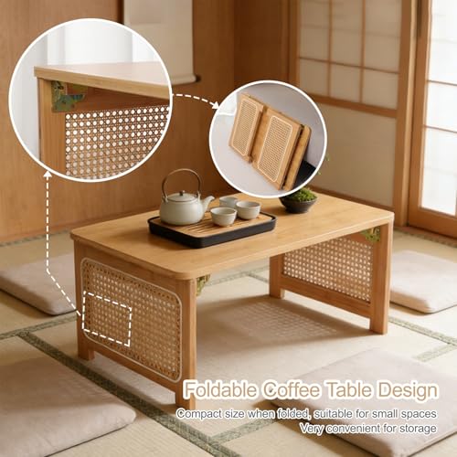 Table basse japonaise en bambou naturel massif salon chic - 5