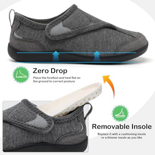 QFH Cozy Slippers for Women & Men - Wide, Diabetic, Barefoot Walking Shoes - Non-Slip, Soft Lining, Comfy House Shoes4