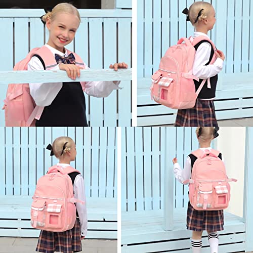 Vimivon Backpack For Girls Kids Elementary School Bag Checkered Water Resistant Teen Girl Travel Daypack Teen Girls Backpack #TOP1