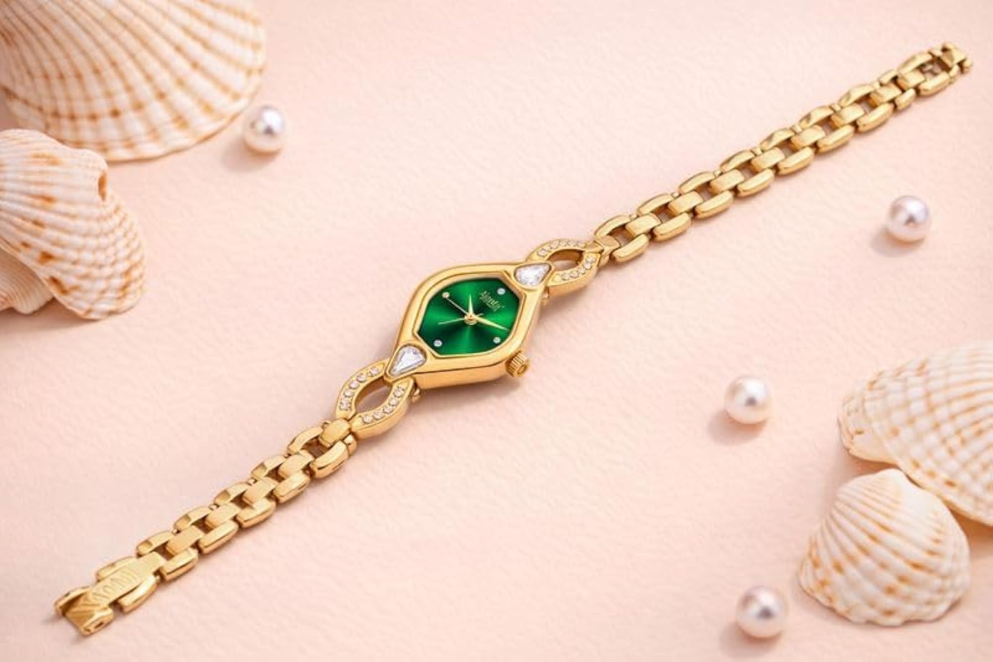 Women's Diamond-Studded Bracelet Analog Watch, Luxury Gift