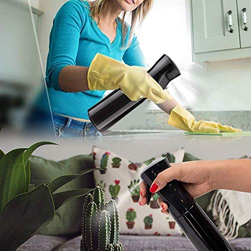 Image of Premium Continuous Mist Spray Bottle 300ml - Fine Mist Hair Spray Bottle, Leakproof & Refillable Water Sprayer for Hair Styling, Plants, Cleaning & Salon Use (Black)