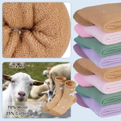 Kids Merino Wool Hiking Socks for Toddlers Boys Girls, 4 Pairs Warm Thick Thermal Crew Boot Heavy Cozy Gift Socks3