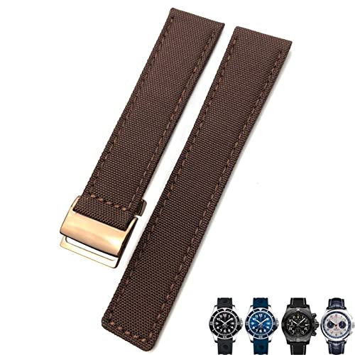 Bracelet montre nylon 22mm bleu vert Chronomat sport homme
