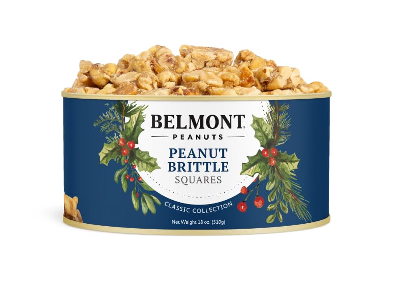 Image of Belmont Peanuts Holiday Edition Peanut Brittle Squares, 18 oz (1 Pack) - Simple Ingredients, No Preservatives, Hand Seasoned