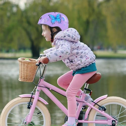 Image of Kids Bike Helmet Adjustable Youth Toddler Helmet with DIY Stickers for Girls Age 3-5-8-14 Years for Bicycle Scooter Skateboard Roller Skating