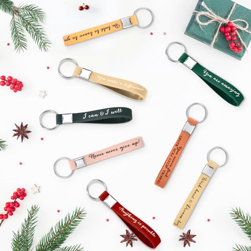 Image of Fumete 24 Pcs Inspirational Keychain Gift Employee Appreciation Gift for Women Motivational Key Rings Thank You Keychain(Joyous Color)