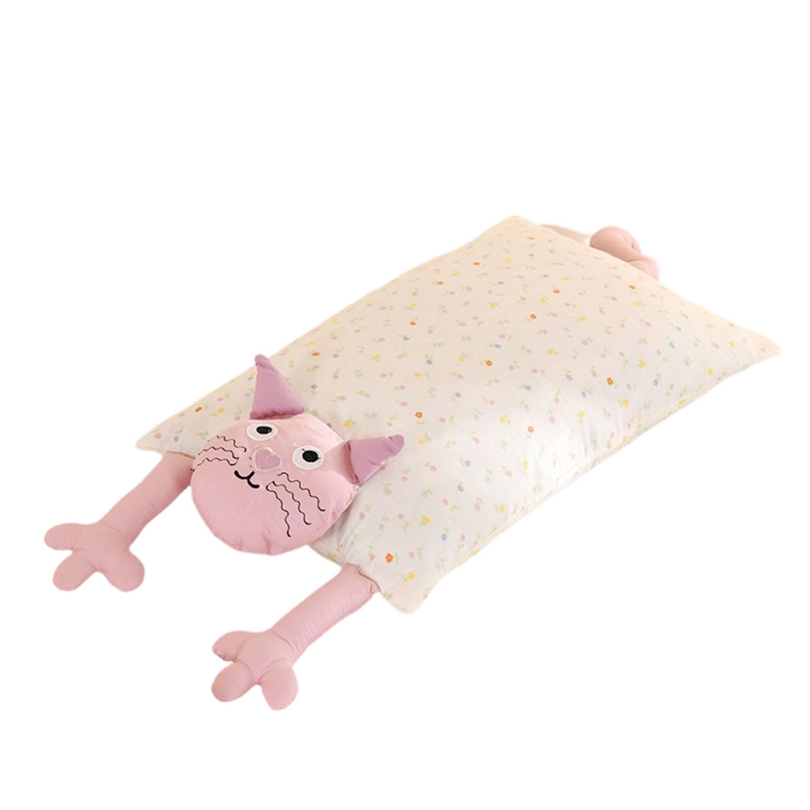 Piceioep Buckwheat Pillow Featuring Cartoon Cats Pattern Fabric for Spinal Alignment Cats Design Pillow