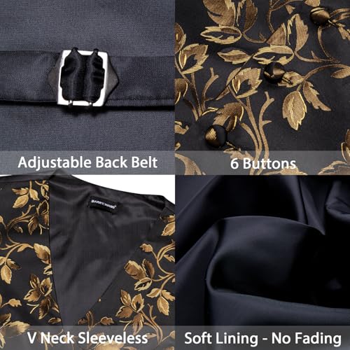 Image of Barry.Wang Formal Men Flower Vest Paisley Jacquard Silk Ties Suit Waistcoat Set Wedding 5PCS