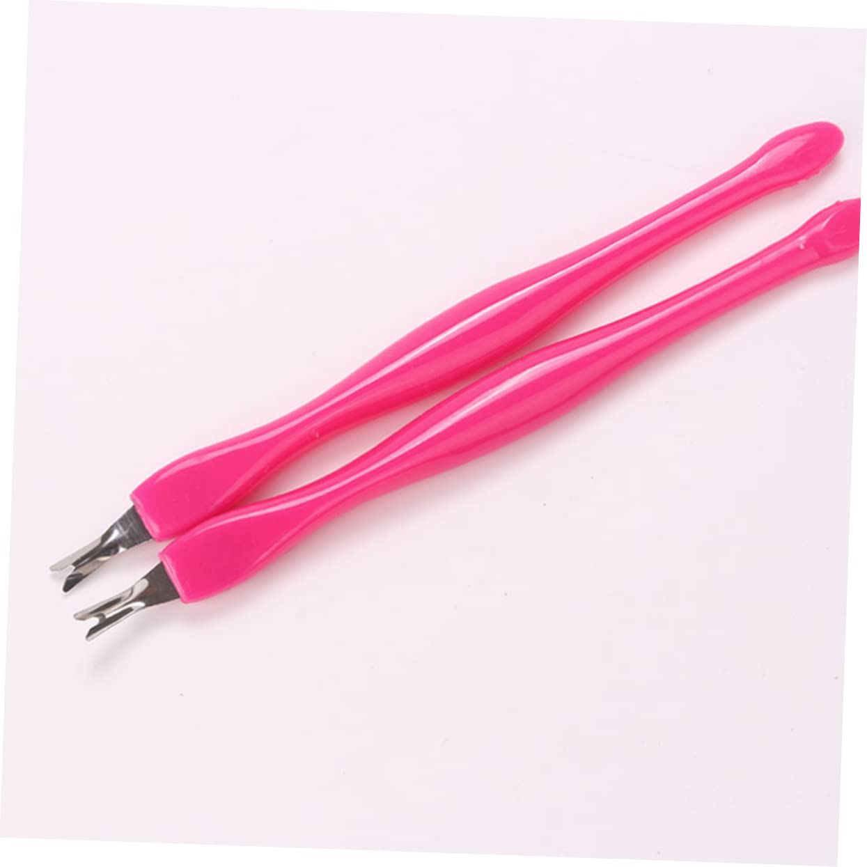 Healeved Plastic Stainless Steel Exfoliating Spatula Cuticle Remover Fork Dead Skin Fork Pusher for Nail Art Manicure