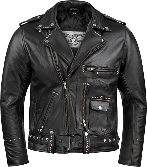 Veste de motard en cuir pour femme Noble House J-23 l'intemporel blouson noir clouté revisité