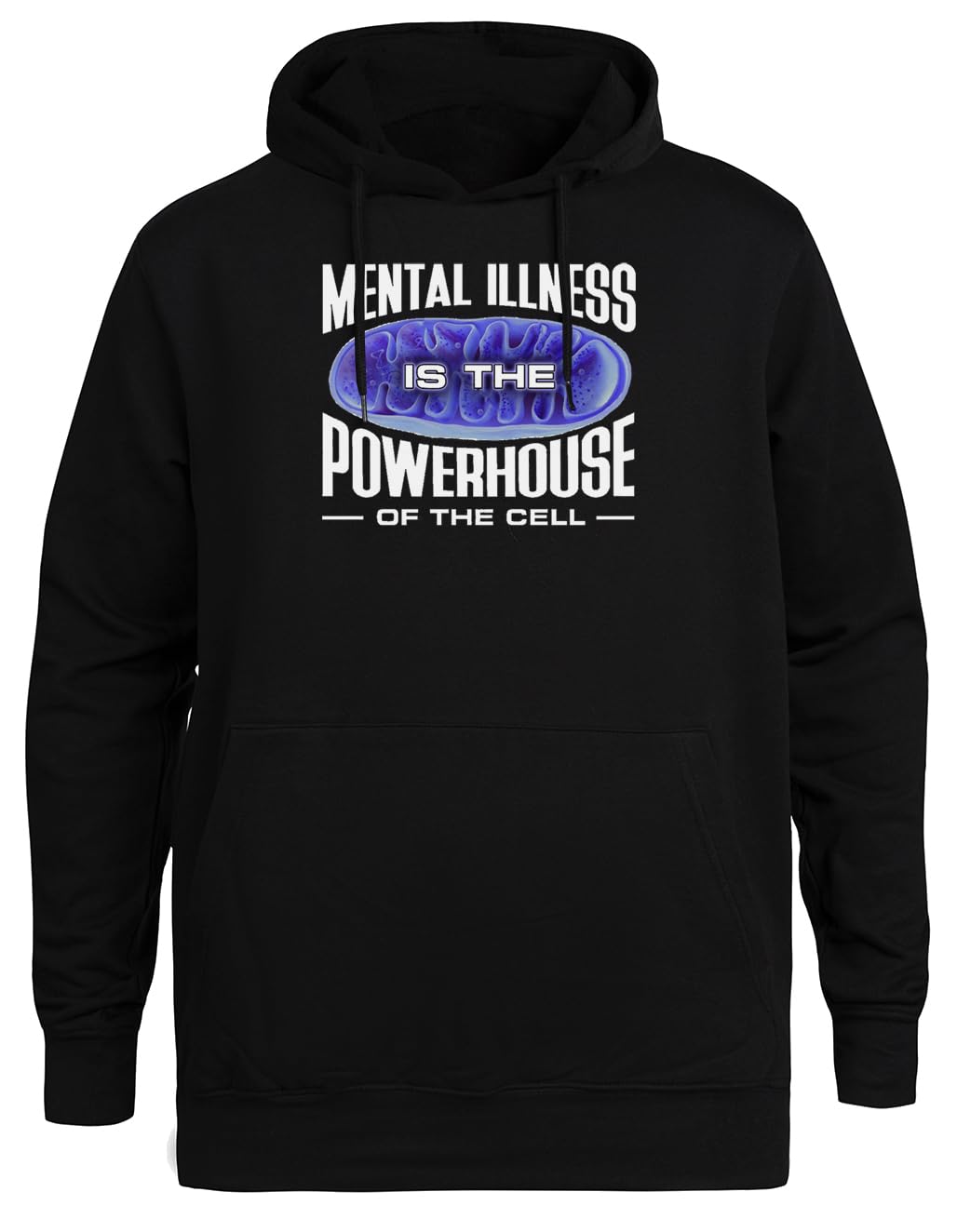 Choroba Psychiczna To Siła Napędowa Unisex Czarna Bluza Ekologiczna z Kapturem Unisex Black Hoodie Eco-Friendly Hooded Jacket