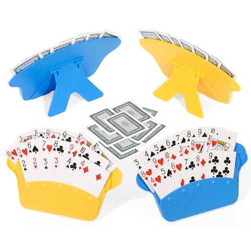 Image of JFMkaer Card Holders for Playing Cards 4PCS, 3 Layers Design for Poker Cards, Playing Card Accessories, Playing Card Holder for Adults, Seniors, Kids