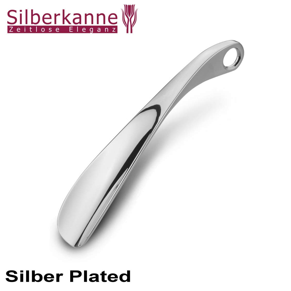 Premium Schuhlöffel versilbert (19x5 cm) – Edler Schuhanzieher Silber-Plated, exzellentes Design, inkl. Geschenkbox
