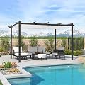 PURPLE LEAF Retractable Pergola 10' x 13' w/Double Canopy for Patio, White