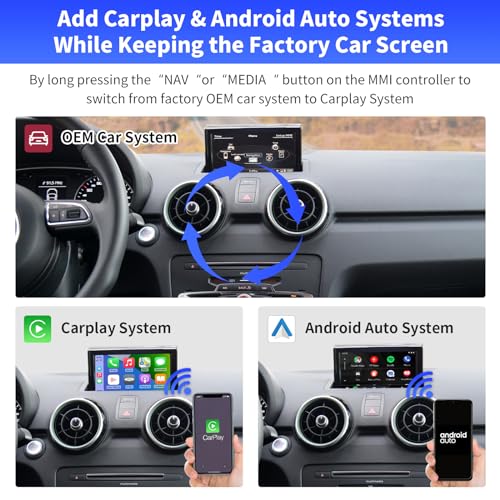 Road Top Wireless Carplay Android Auto for Audi A1 2013-2018 Year with RMC System, Carplay Retrofit Kit Decoder - Image 3
