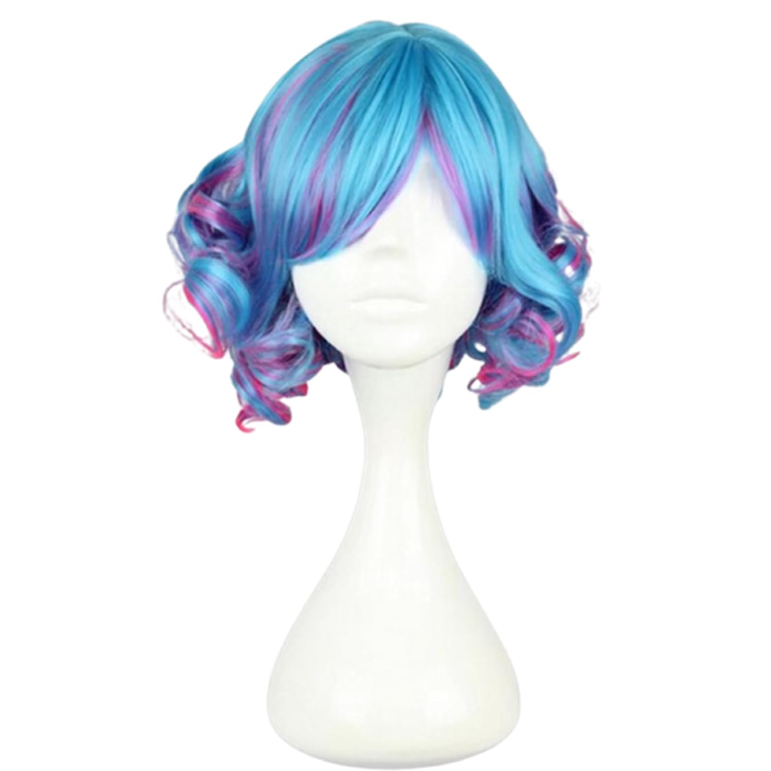 Cosplay Wig Short Curly Colorful Rainbow Cosplay Halloween Party Princess Costume Hair for Women